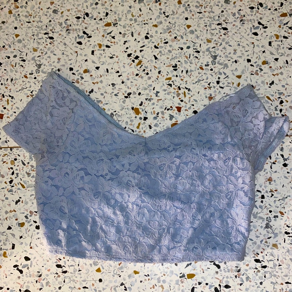 Blue Lace Crop Top
